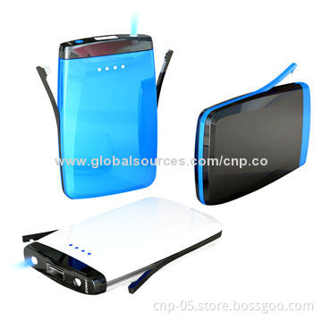 6,000mAh Power Banks with Built-in Charging Cable, Dual-output, Pretty Slim